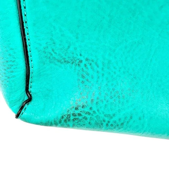 Charming Charlie Shoulder Bag Seafoam with Gold Chain Accents Striped Interior - Picture 7 of 16